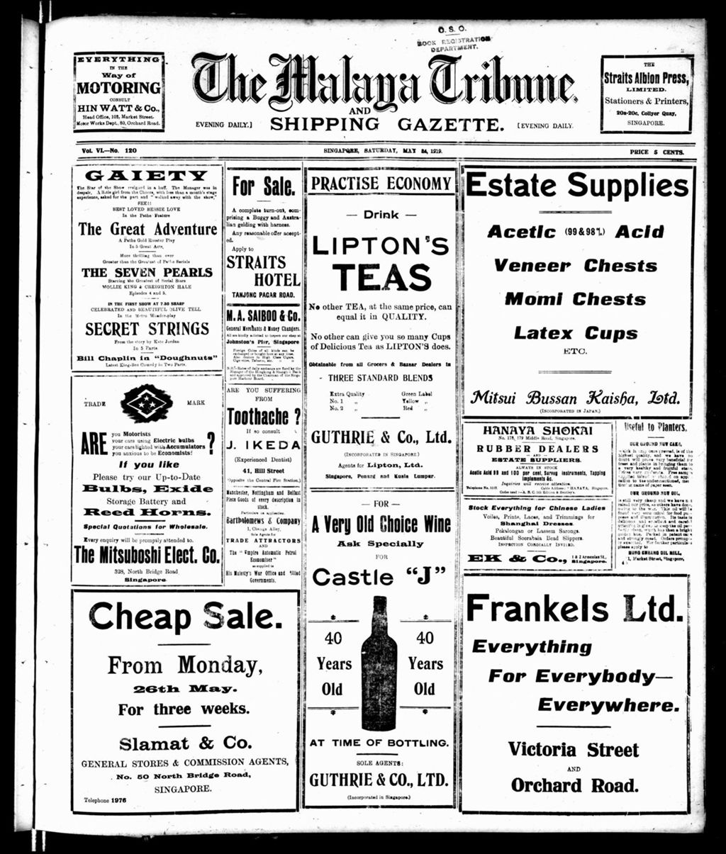 Miniature of Malaya Tribune 24 May 1919