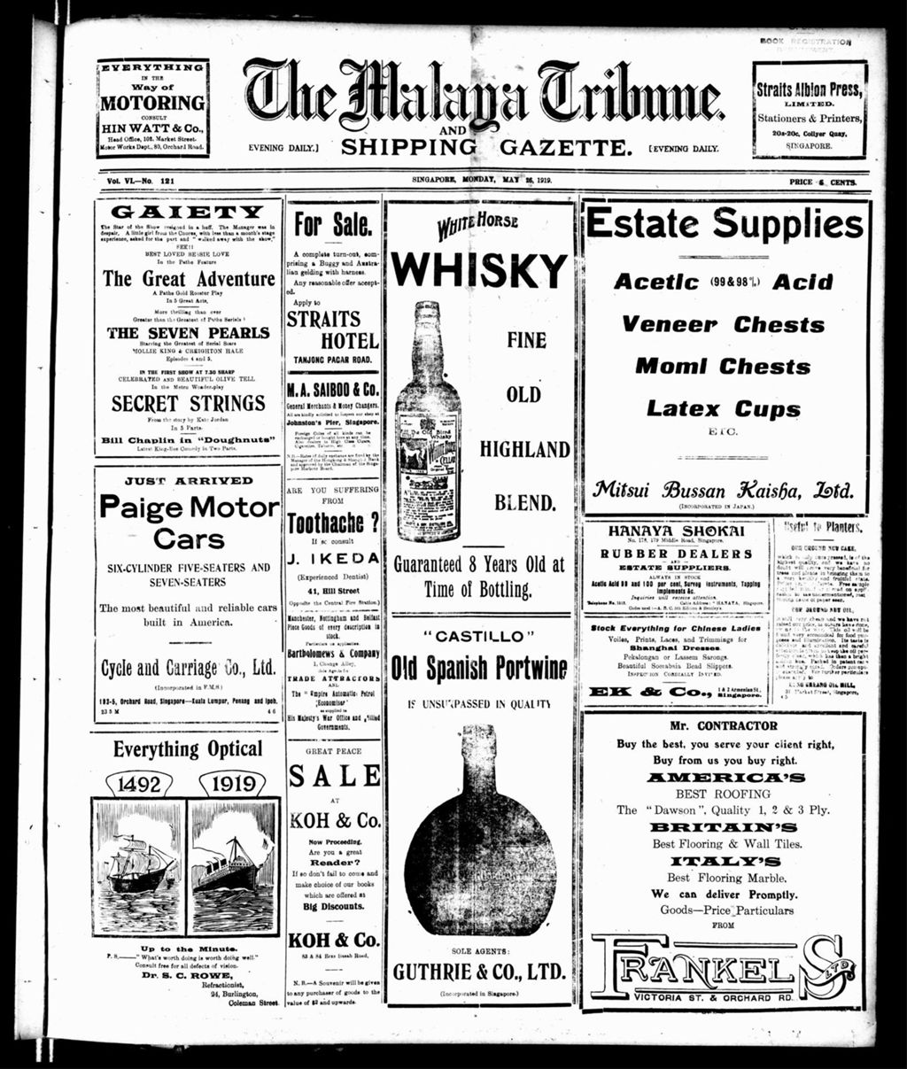 Miniature of Malaya Tribune 26 May 1919