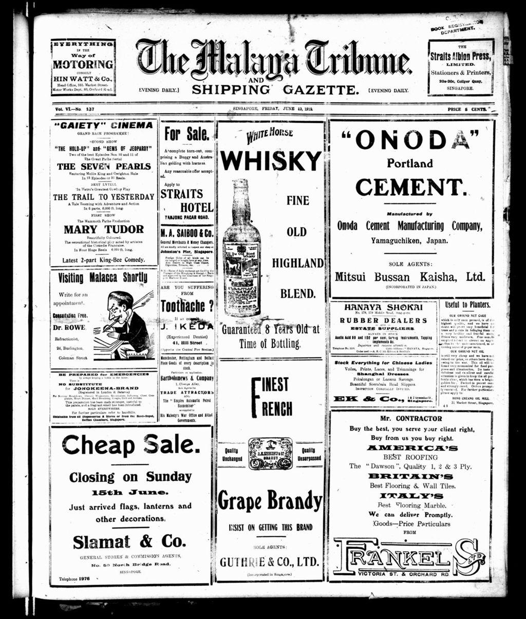 Miniature of Malaya Tribune 13 June 1919