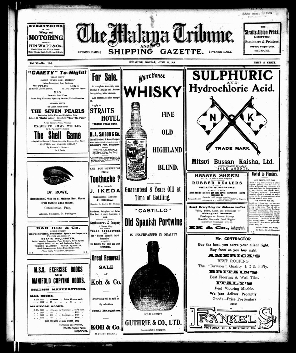 Miniature of Malaya Tribune 23 June 1919