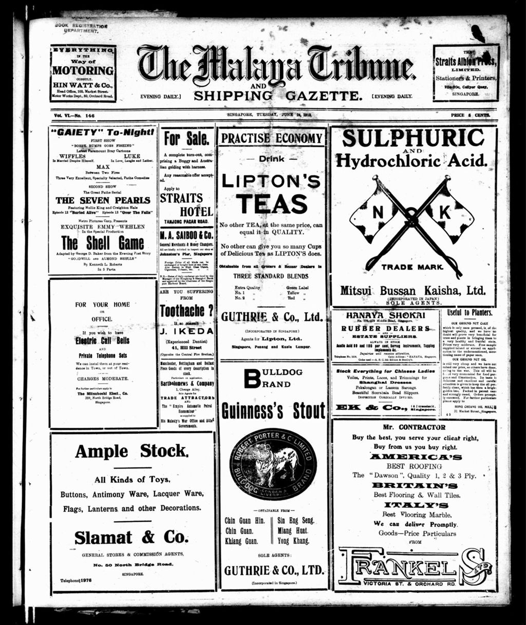 Miniature of Malaya Tribune 24 June 1919