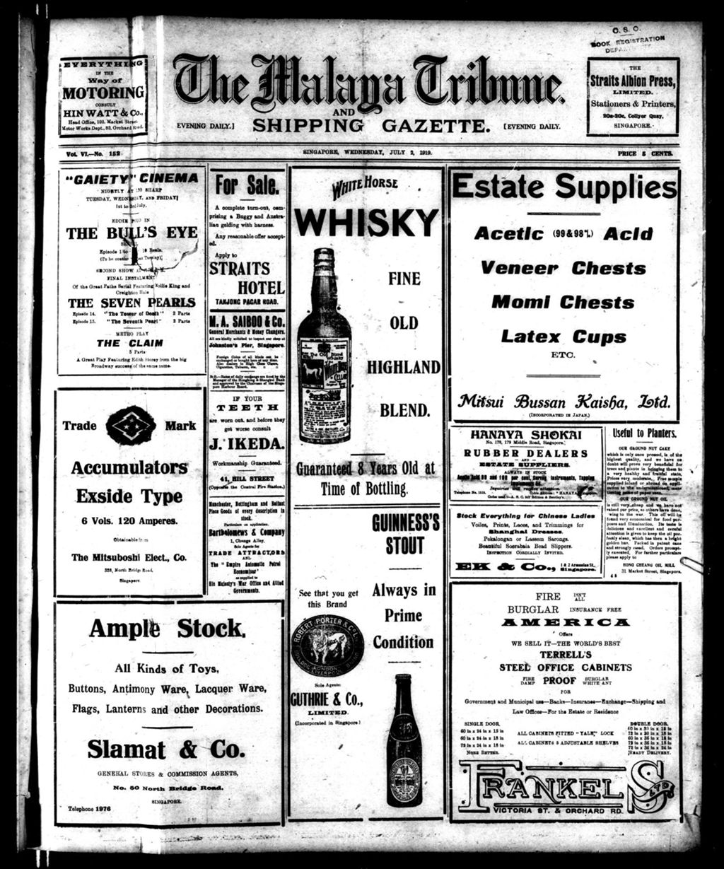 Miniature of Malaya Tribune 02 July 1919