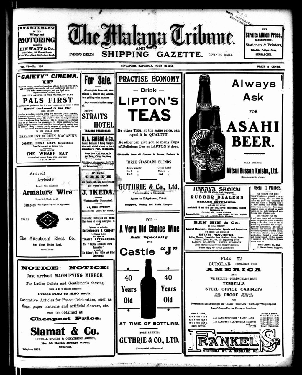 Miniature of Malaya Tribune 12 July 1919