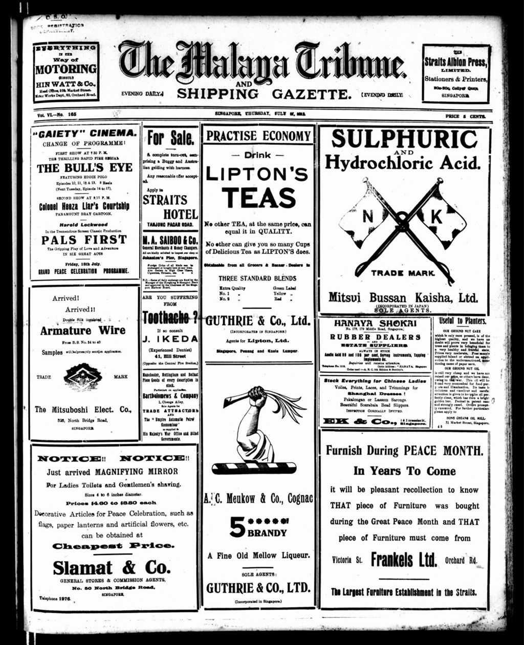 Miniature of Malaya Tribune 17 July 1919