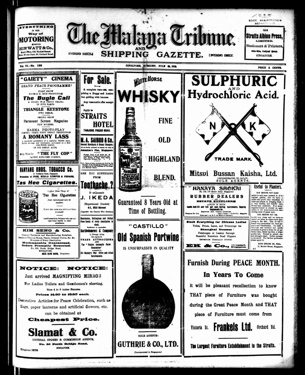 Miniature of Malaya Tribune 22 July 1919