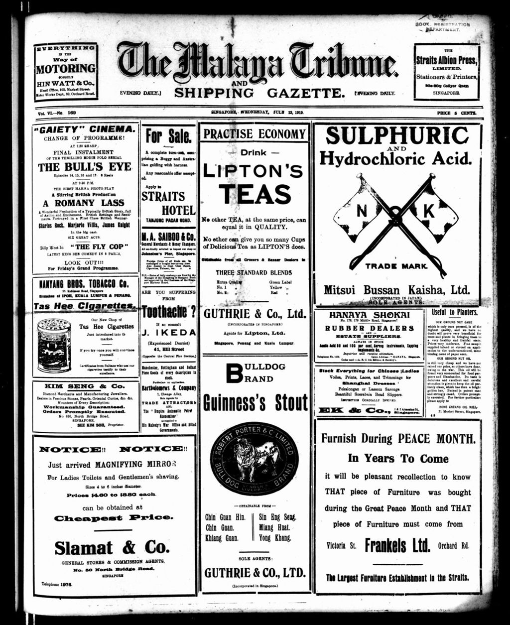 Miniature of Malaya Tribune 23 July 1919