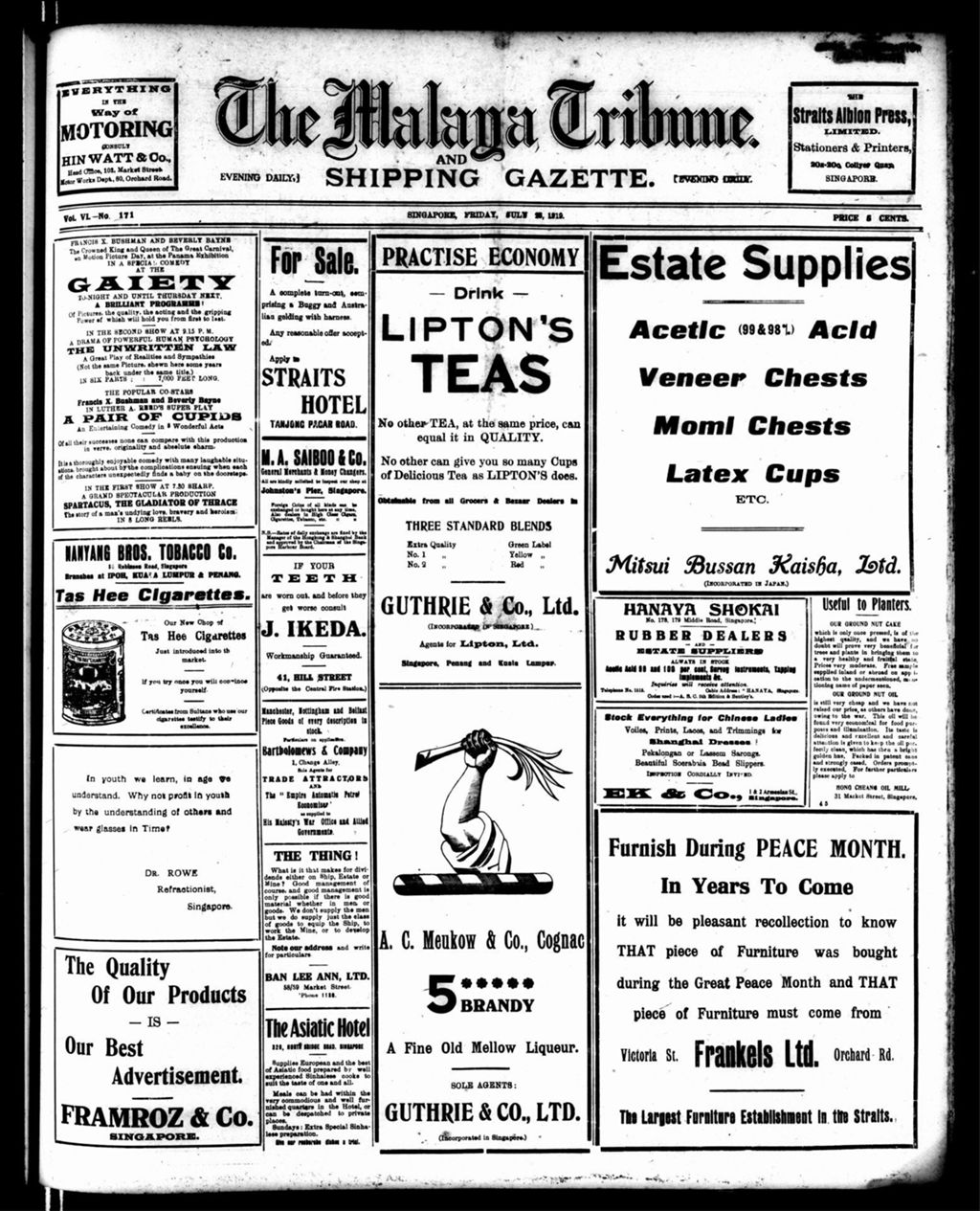 Miniature of Malaya Tribune 25 July 1919