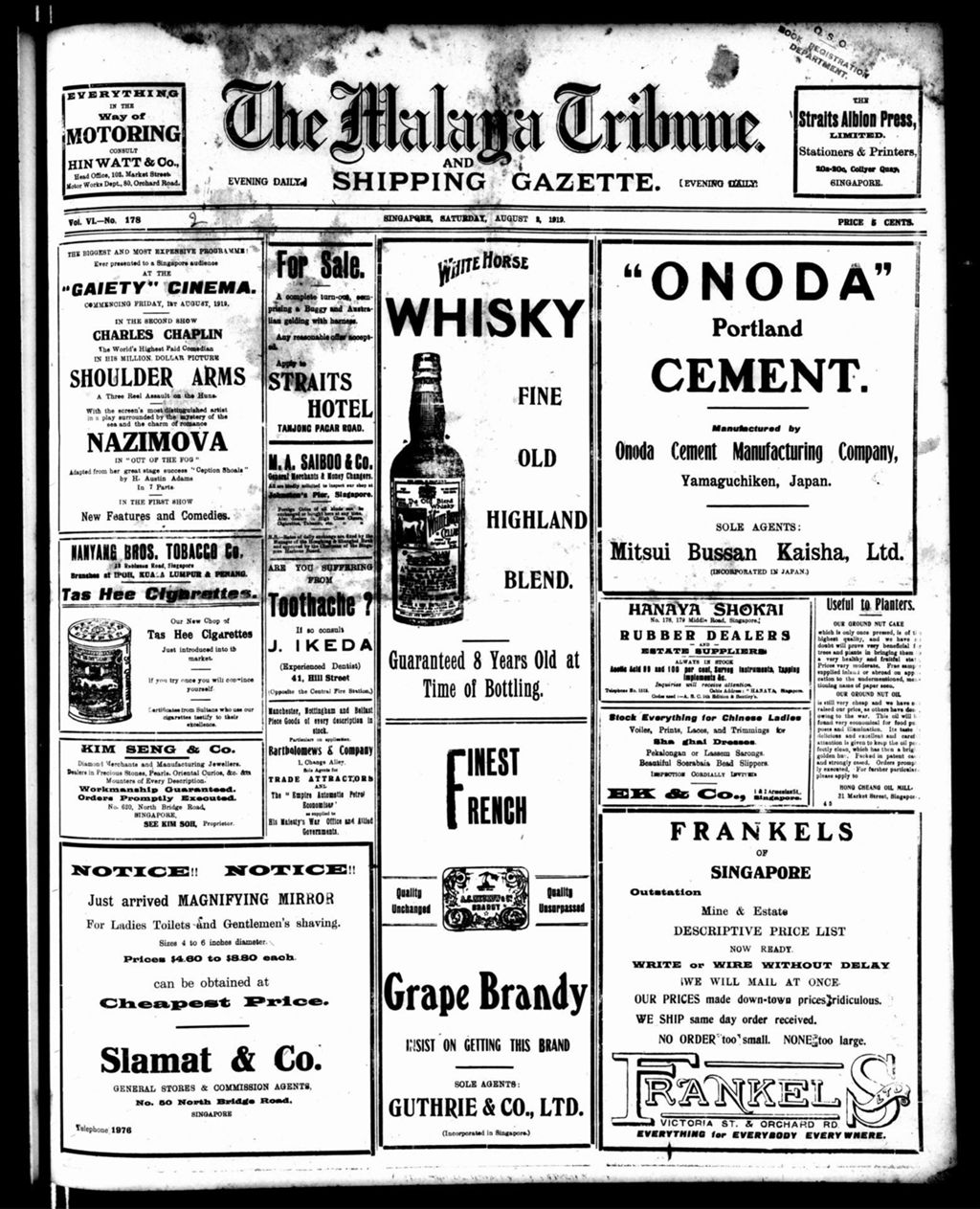 Miniature of Malaya Tribune 02 August 1919