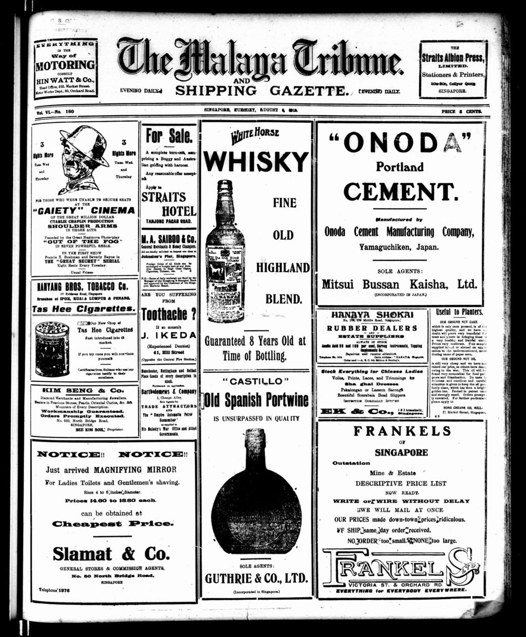 Miniature of Malaya Tribune 05 August 1919