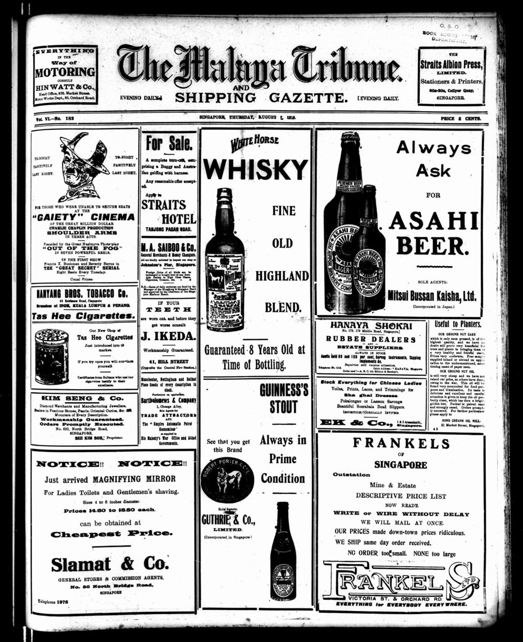 Miniature of Malaya Tribune 07 August 1919