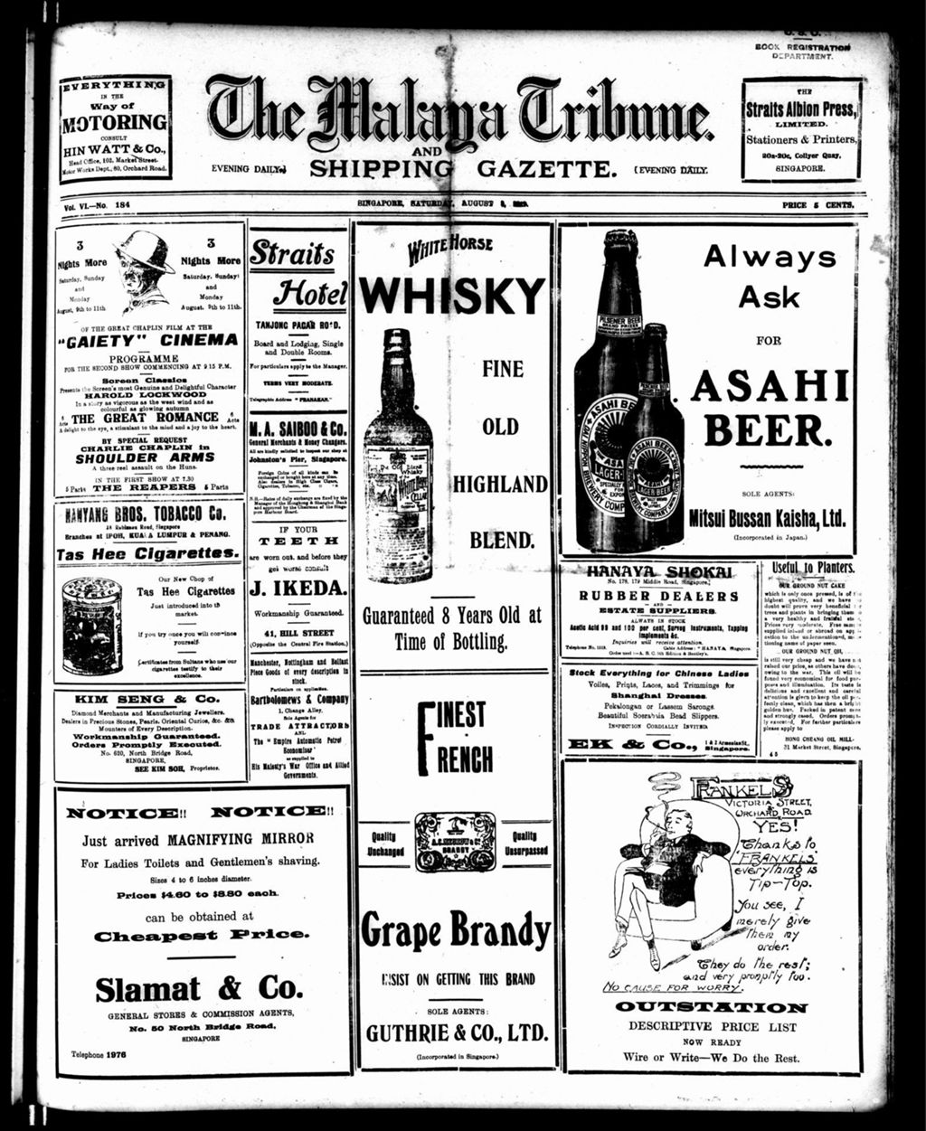 Miniature of Malaya Tribune 09 August 1919