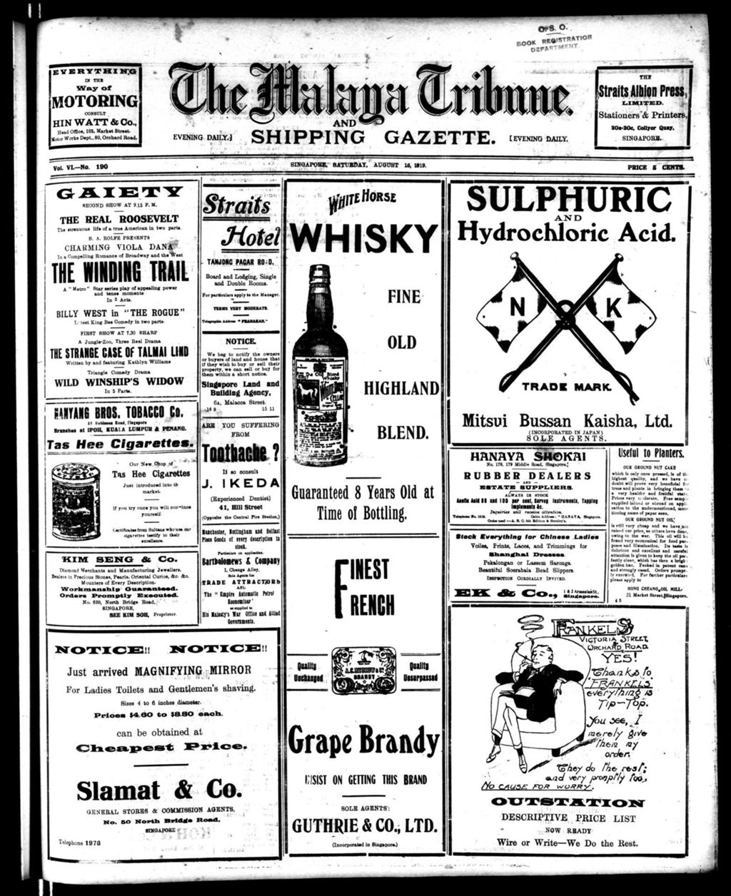 Miniature of Malaya Tribune 16 August 1919