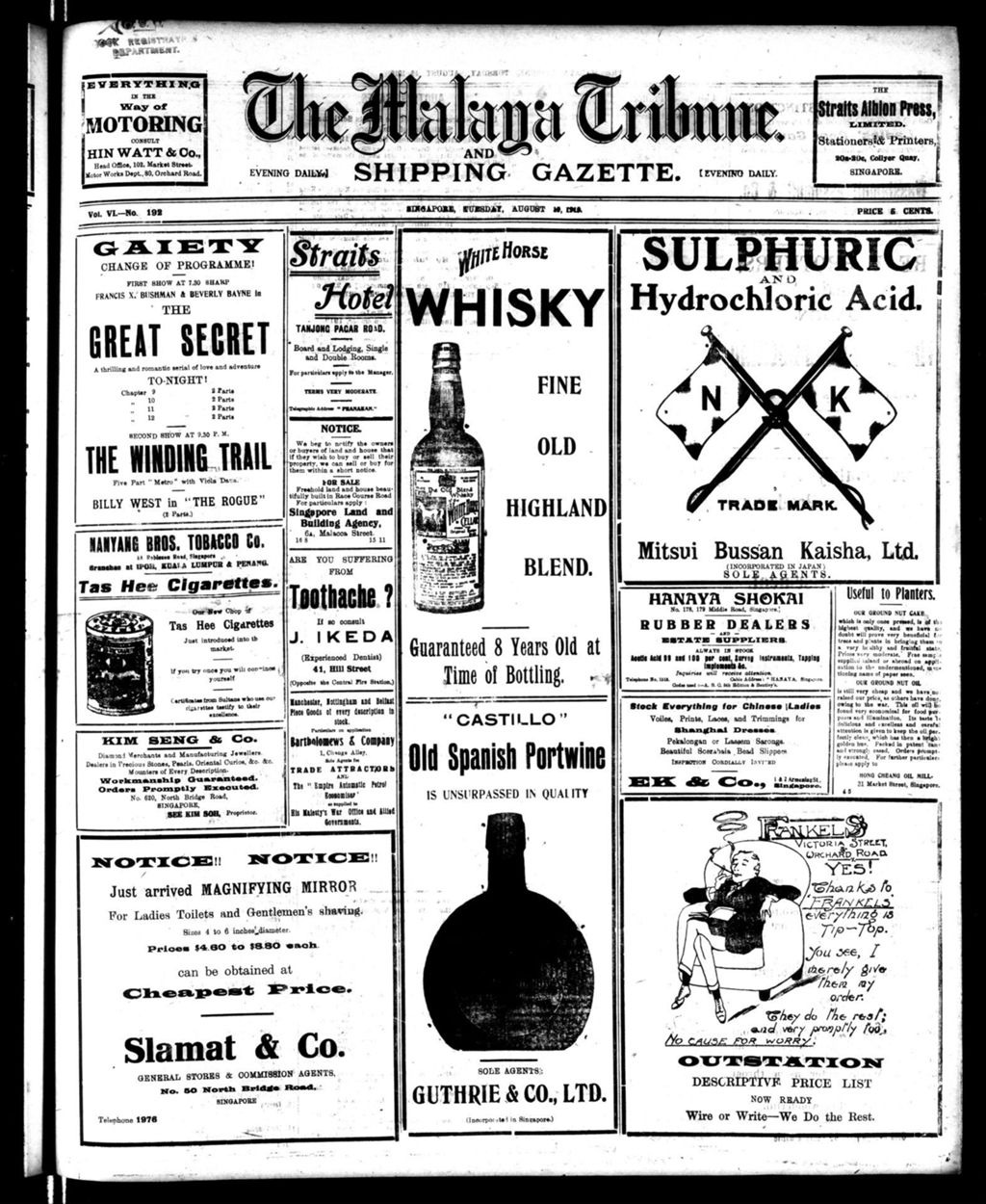 Miniature of Malaya Tribune 19 August 1919