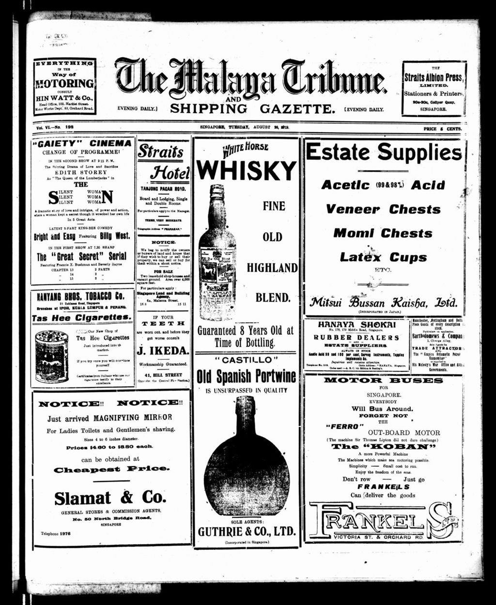 Miniature of Malaya Tribune 26 August 1919