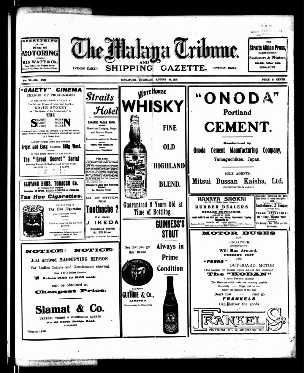 Miniature of Malaya Tribune 28 August 1919