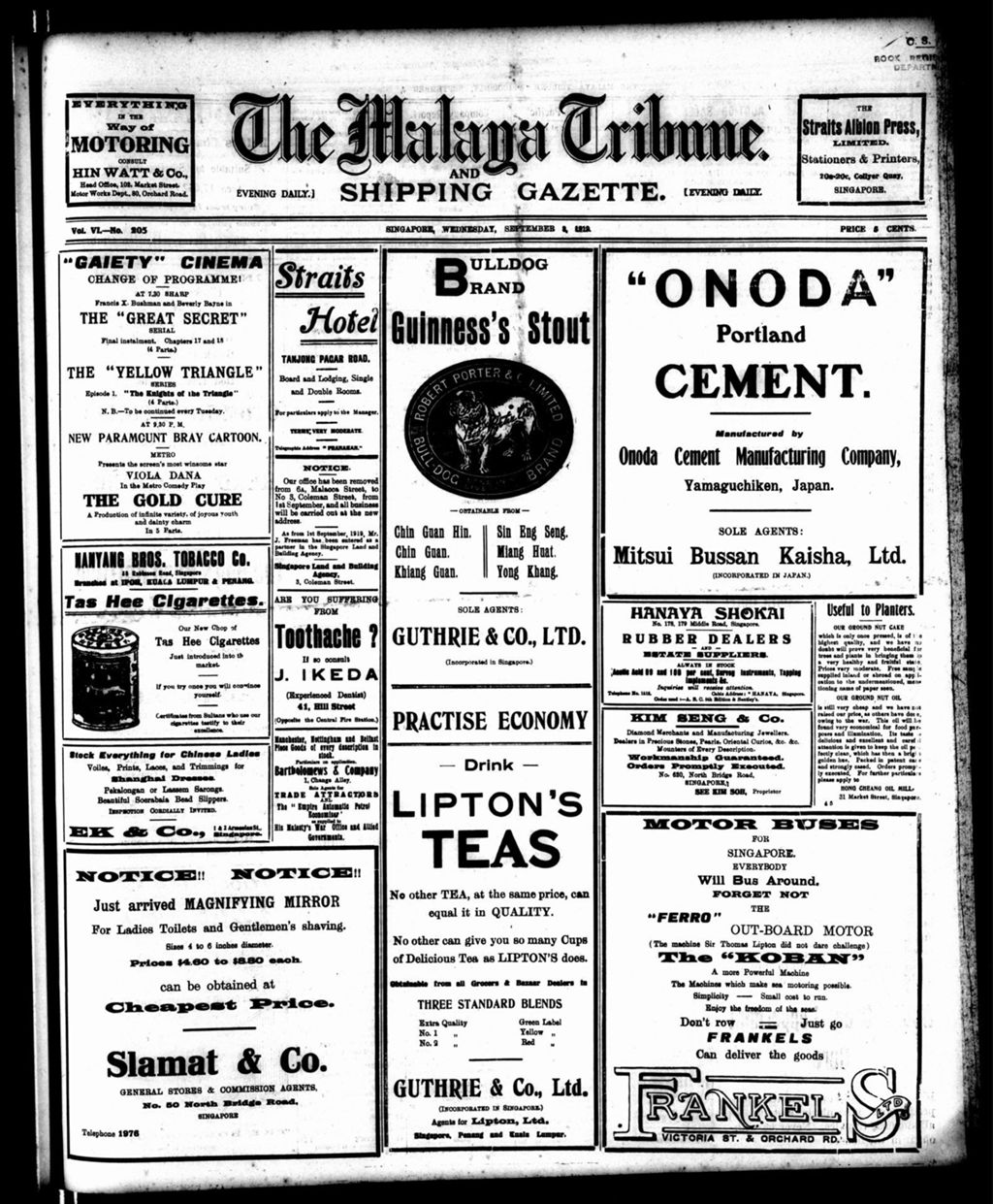 Miniature of Malaya Tribune 03 September 1919