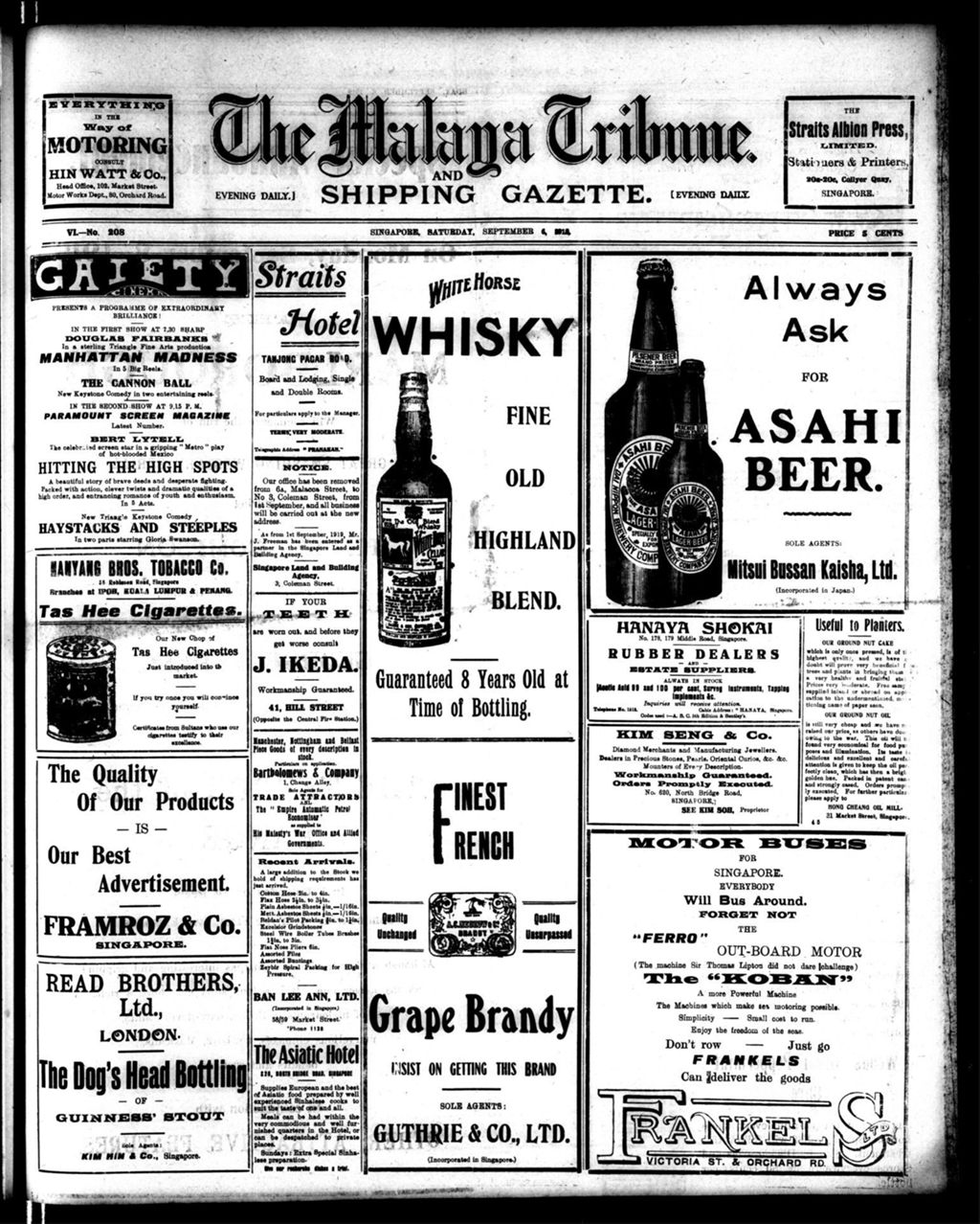 Miniature of Malaya Tribune 06 September 1919