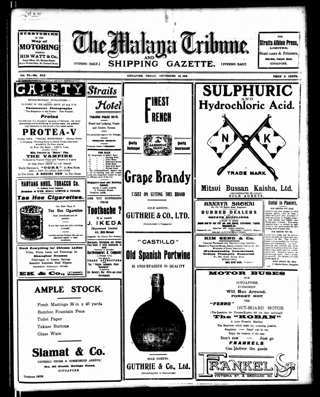 Miniature of Malaya Tribune 12 September 1919