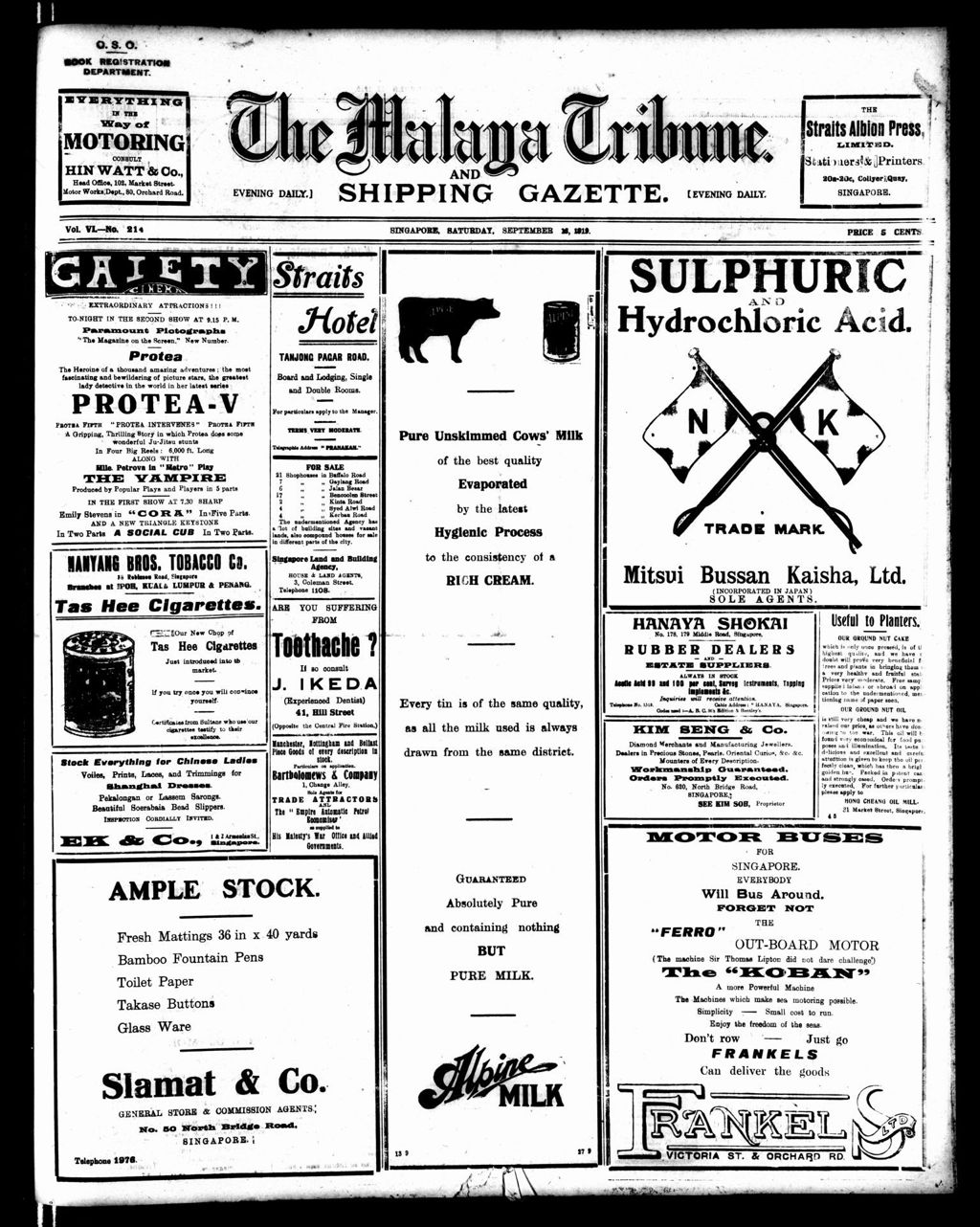 Miniature of Malaya Tribune 13 September 1919