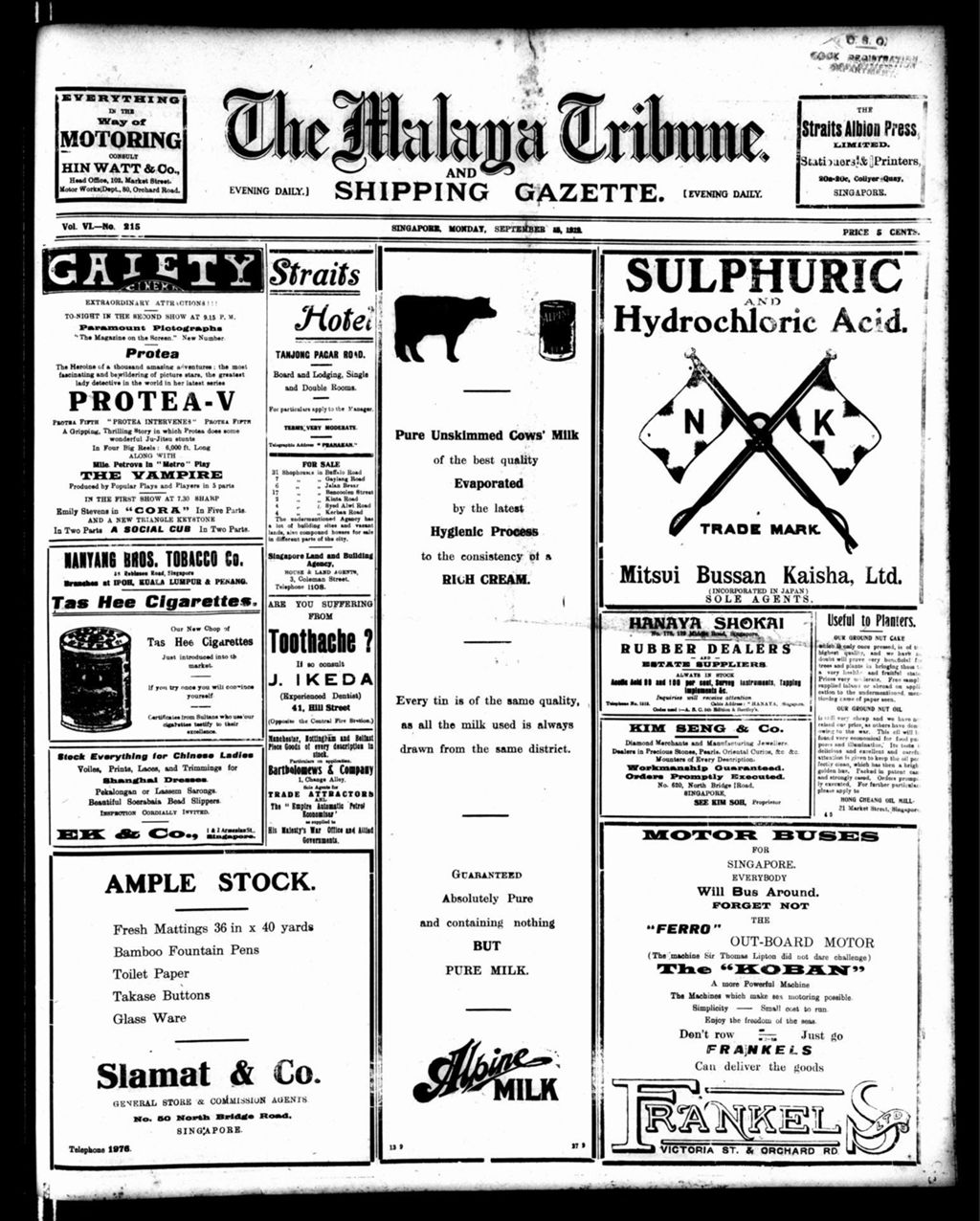 Miniature of Malaya Tribune 15 September 1919