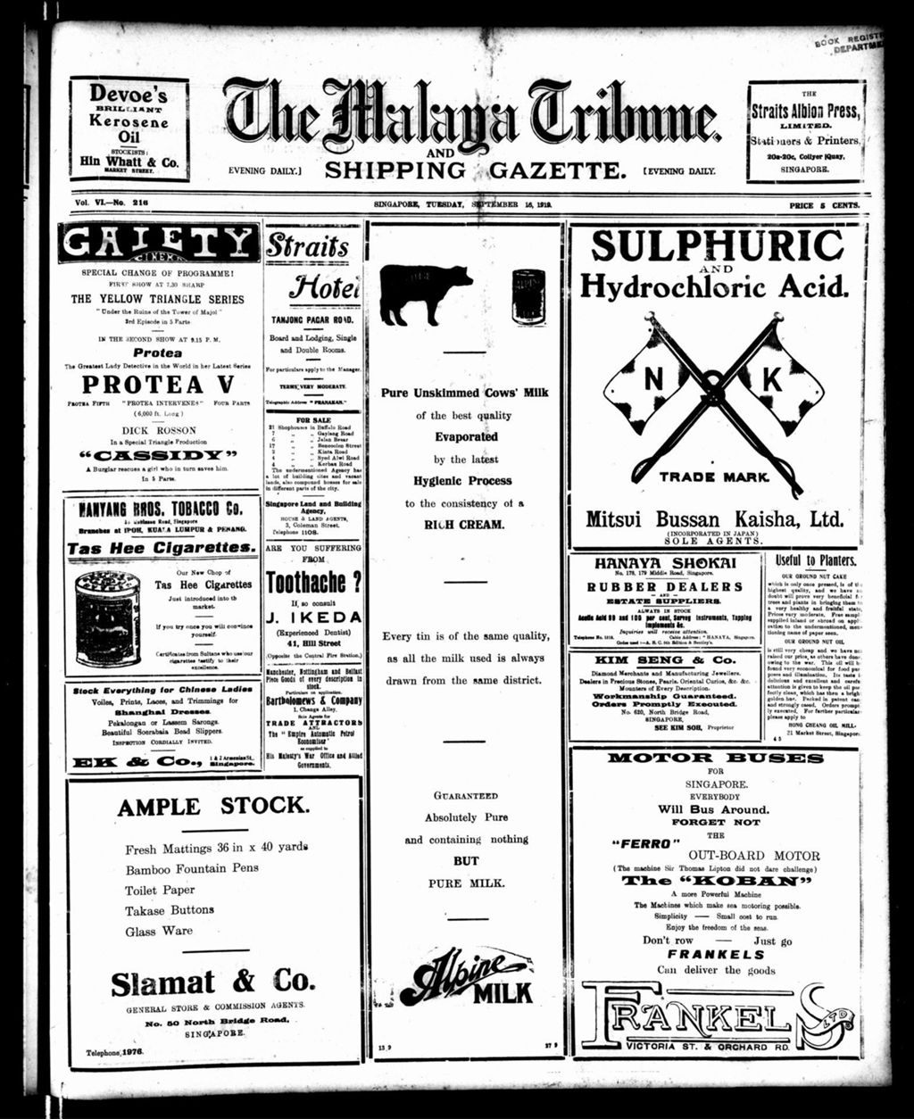 Miniature of Malaya Tribune 16 September 1919