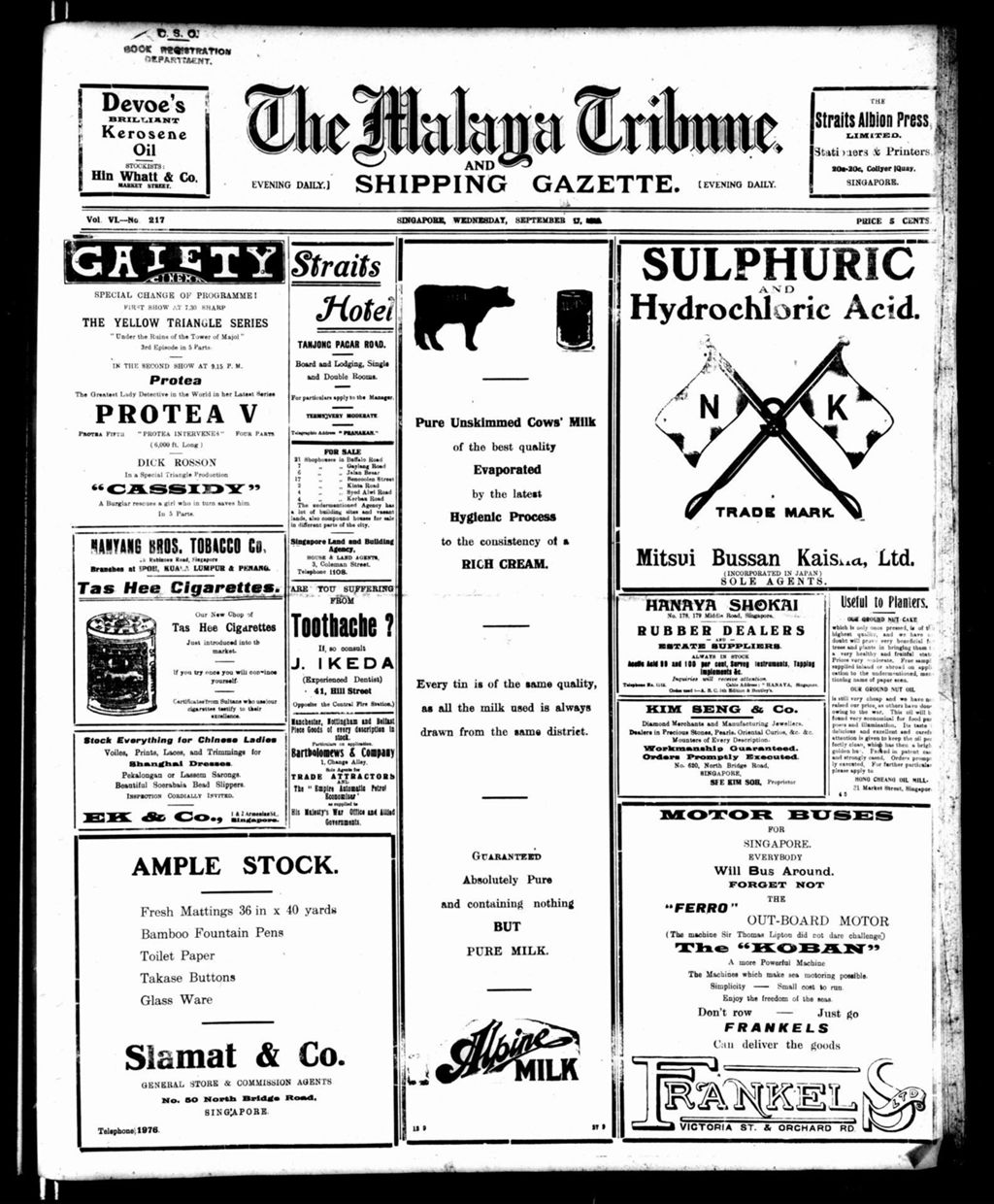 Miniature of Malaya Tribune 17 September 1919