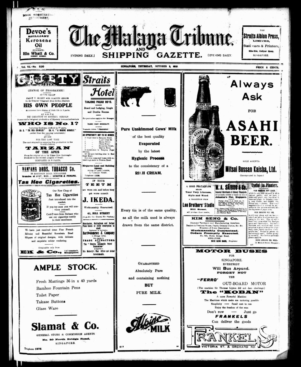 Miniature of Malaya Tribune 02 October 1919