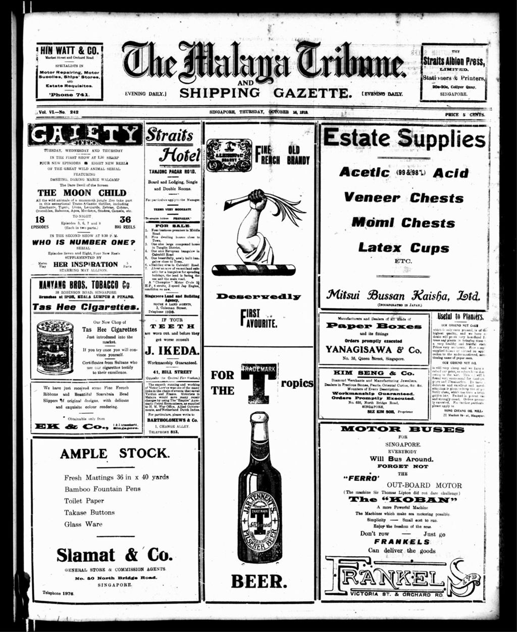 Miniature of Malaya Tribune 16 October 1919