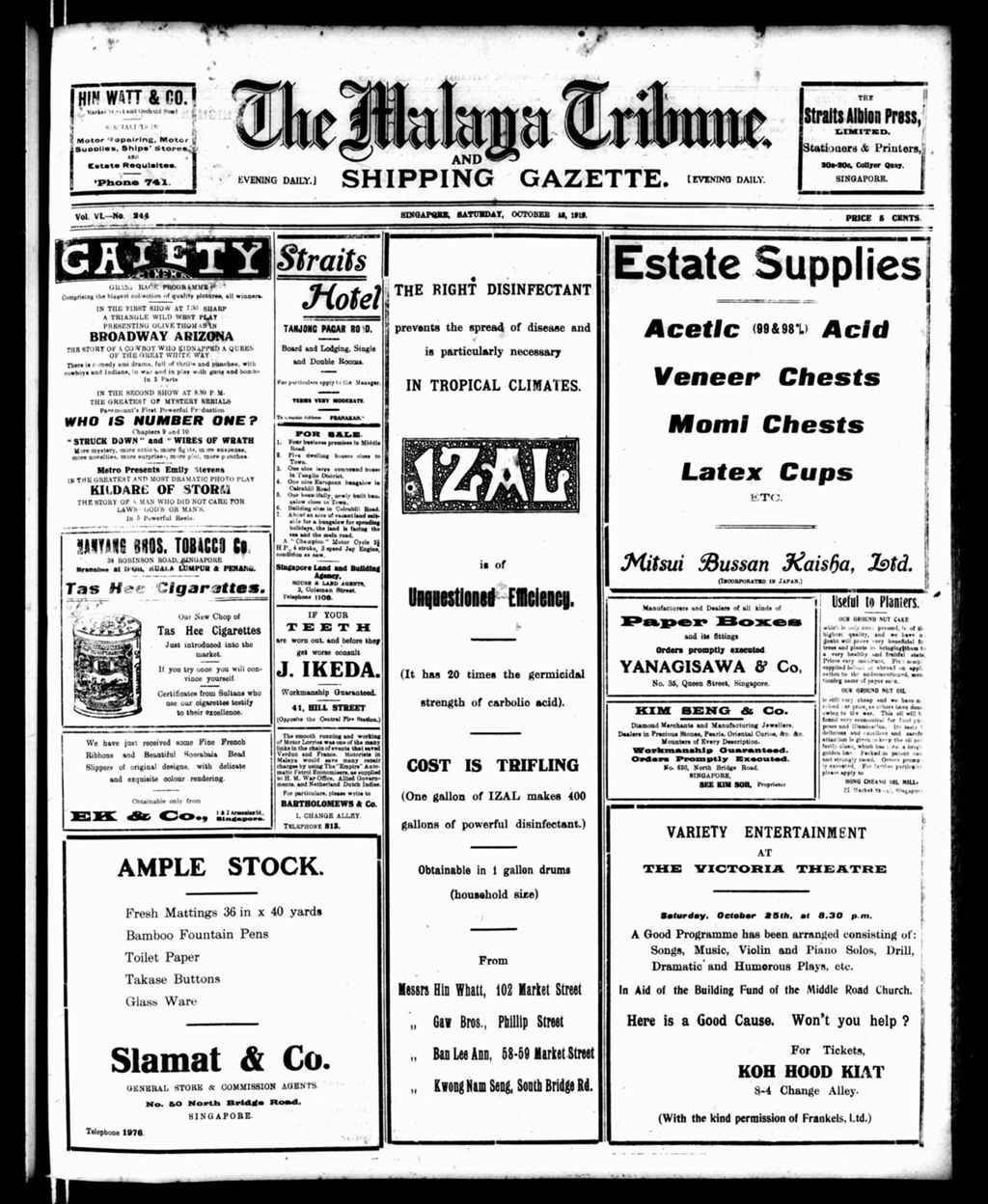 Miniature of Malaya Tribune 18 October 1919