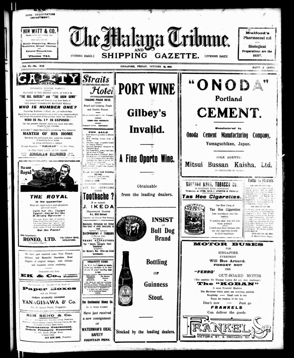 Miniature of Malaya Tribune 24 October 1919