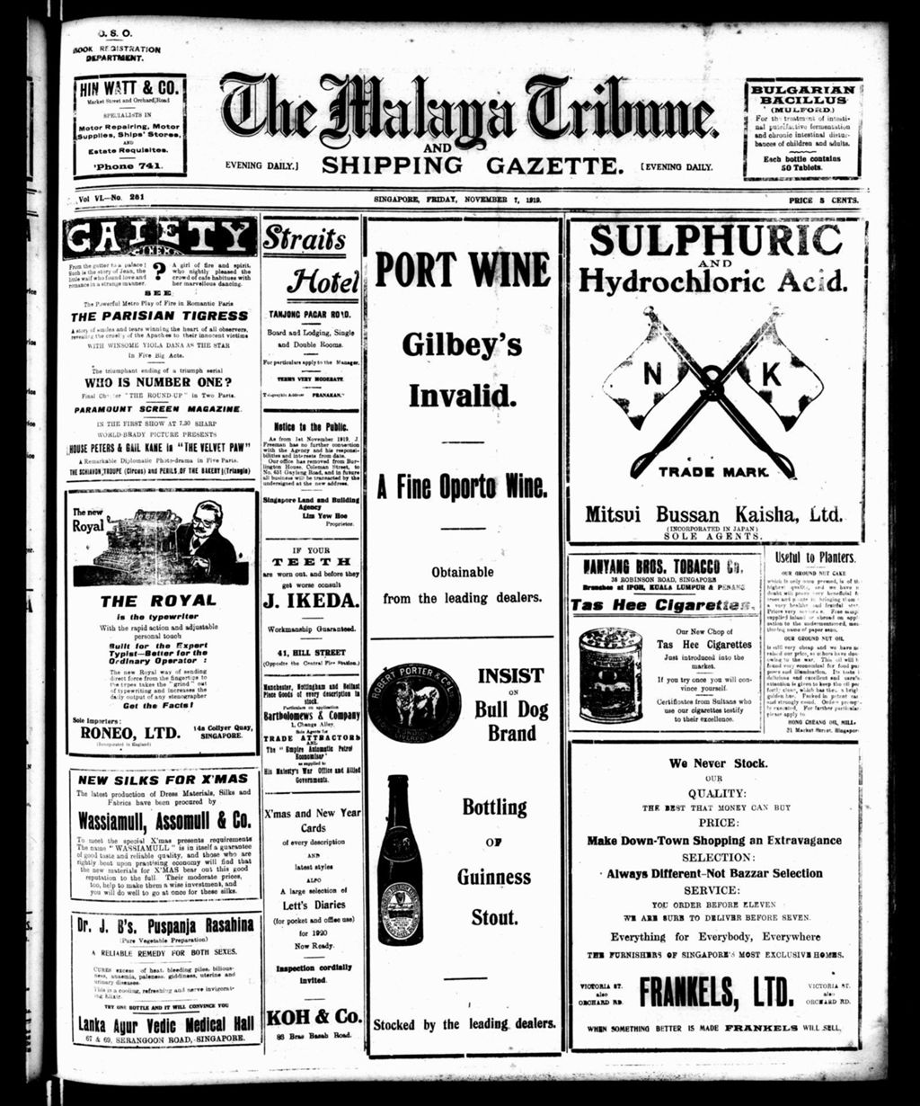 Miniature of Malaya Tribune 07 November 1919