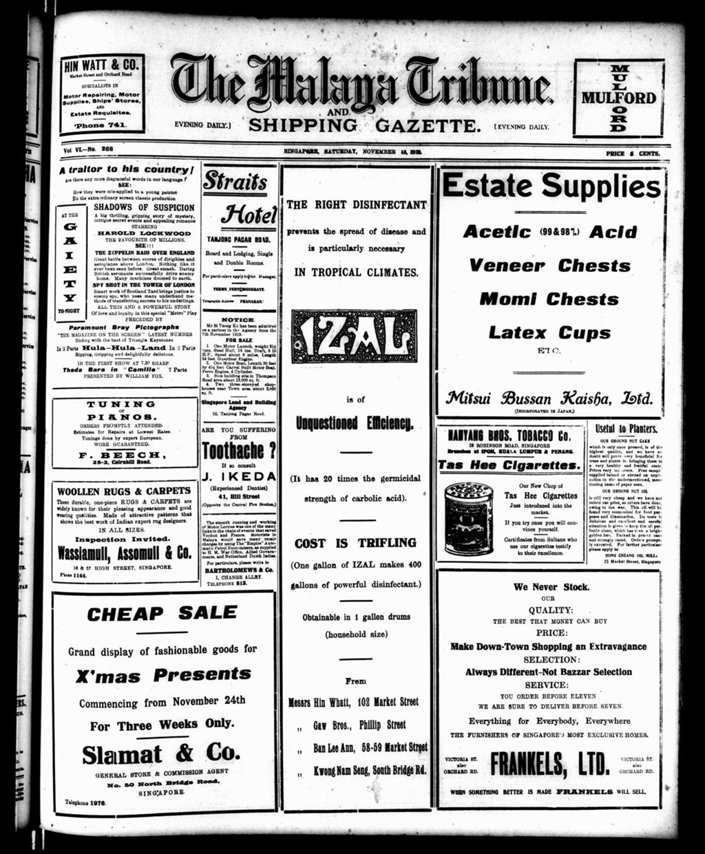 Miniature of Malaya Tribune 15 November 1919