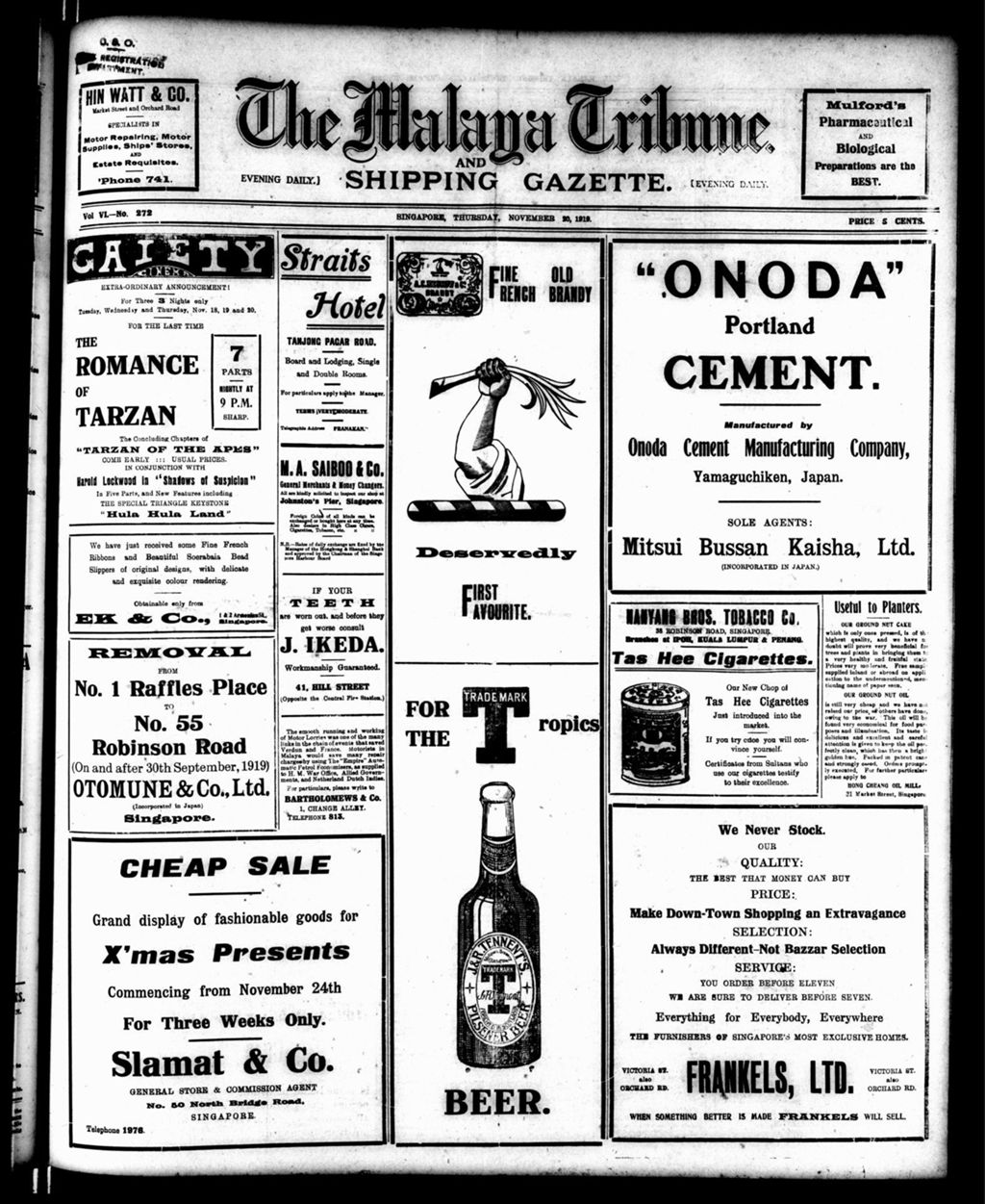 Miniature of Malaya Tribune 20 November 1919