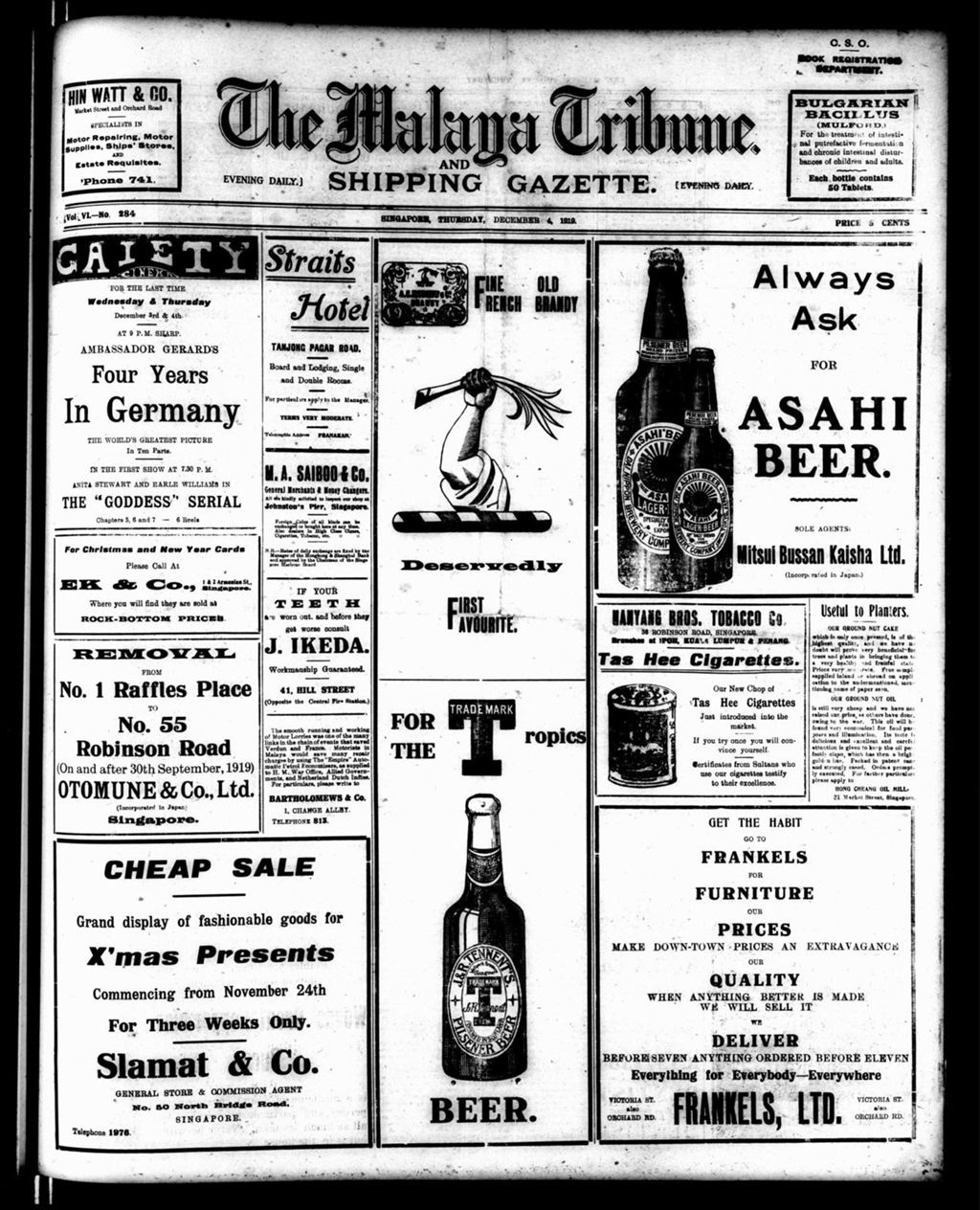 Miniature of Malaya Tribune 04 December 1919