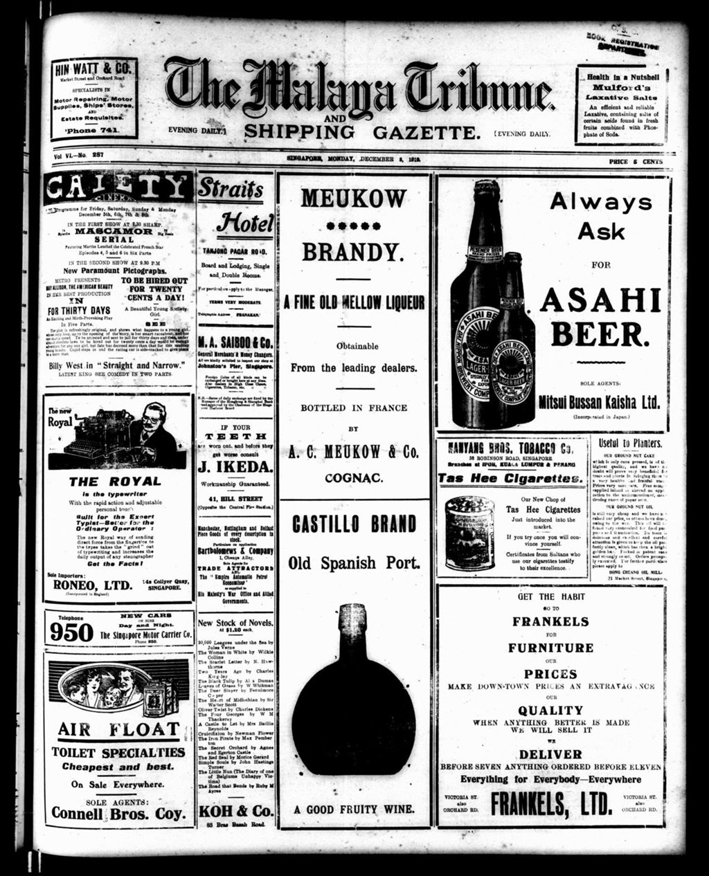 Miniature of Malaya Tribune 08 December 1919