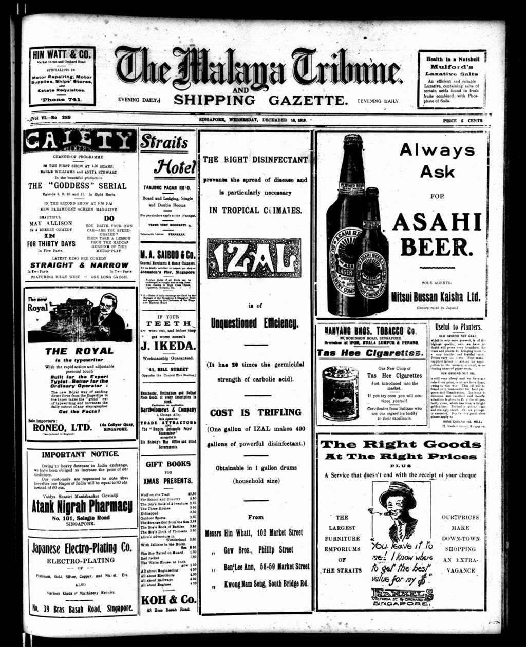 Miniature of Malaya Tribune 10 December 1919