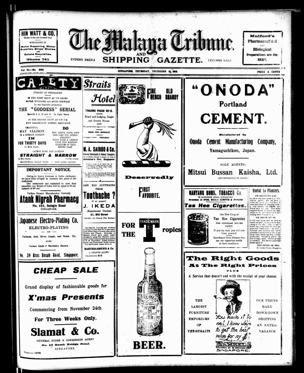 Miniature of Malaya Tribune 11 December 1919