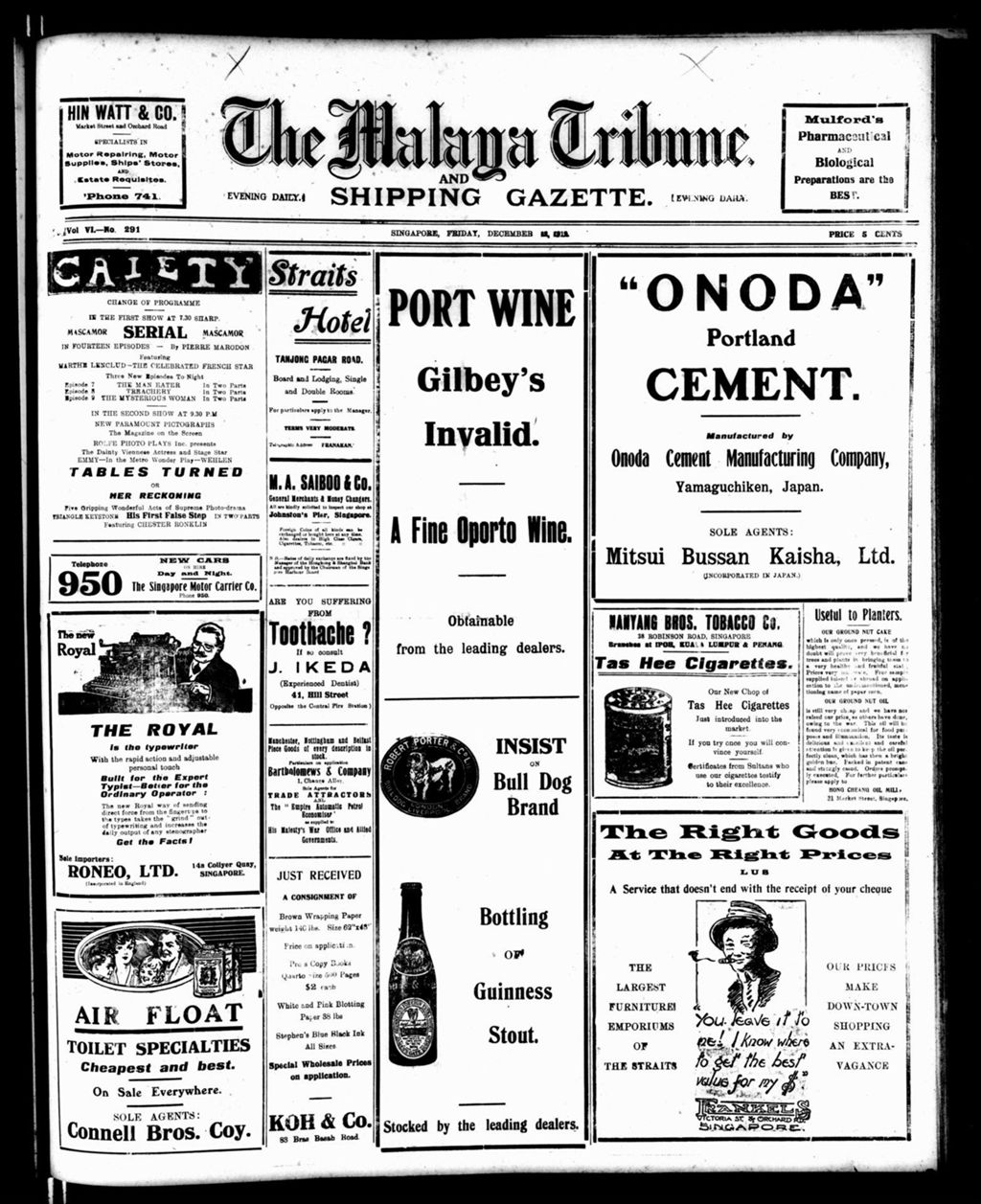 Miniature of Malaya Tribune 12 December 1919