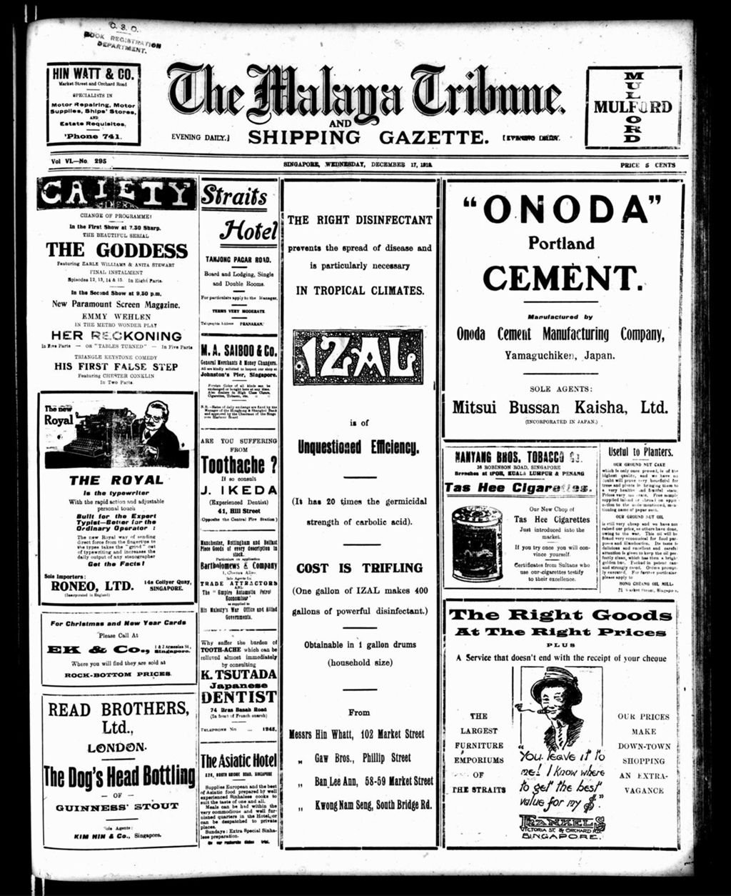 Miniature of Malaya Tribune 17 December 1919