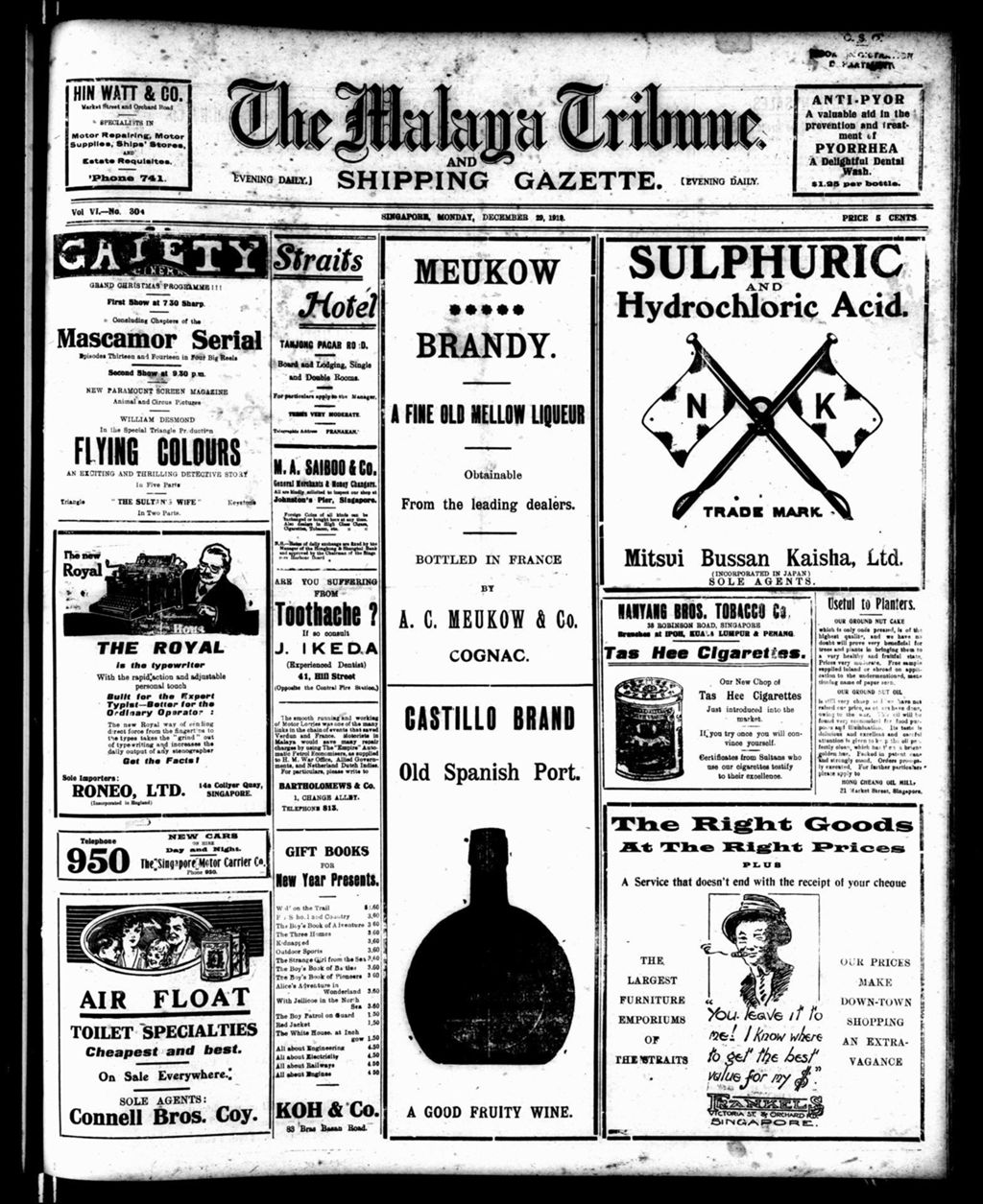 Miniature of Malaya Tribune 29 December 1919