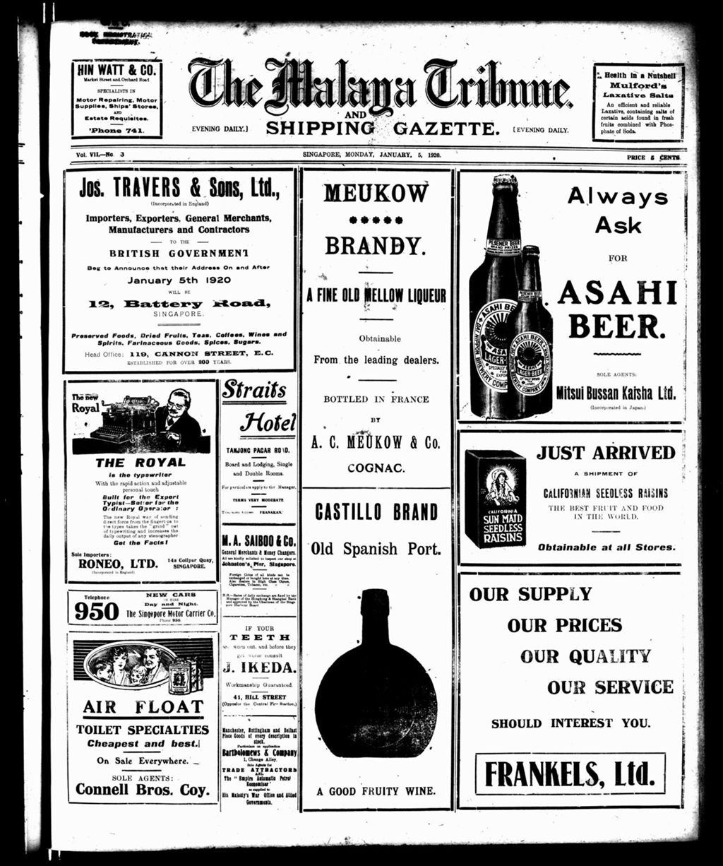 Miniature of Malaya Tribune 05 January 1920