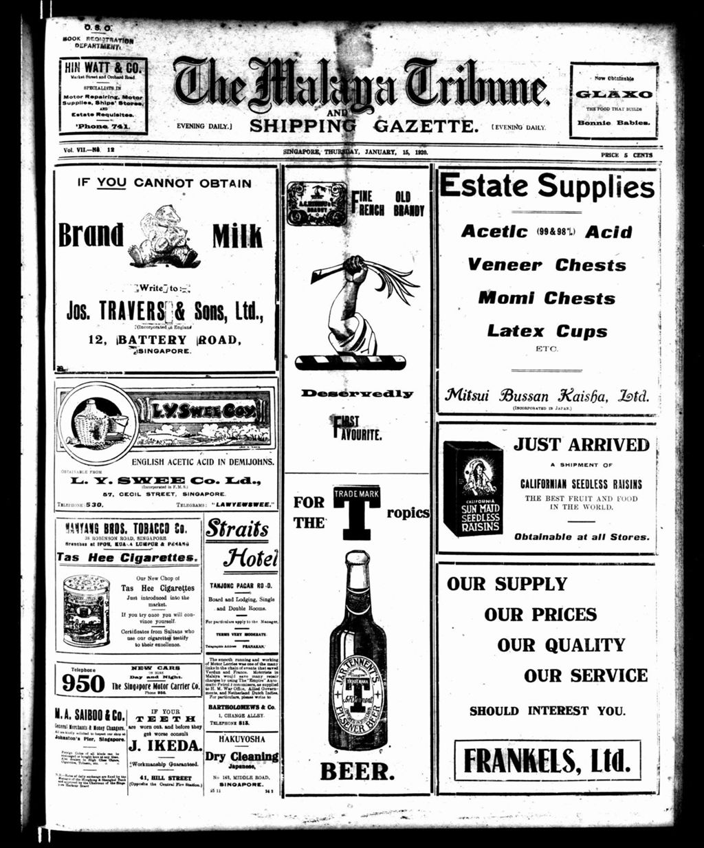 Miniature of Malaya Tribune 15 January 1920