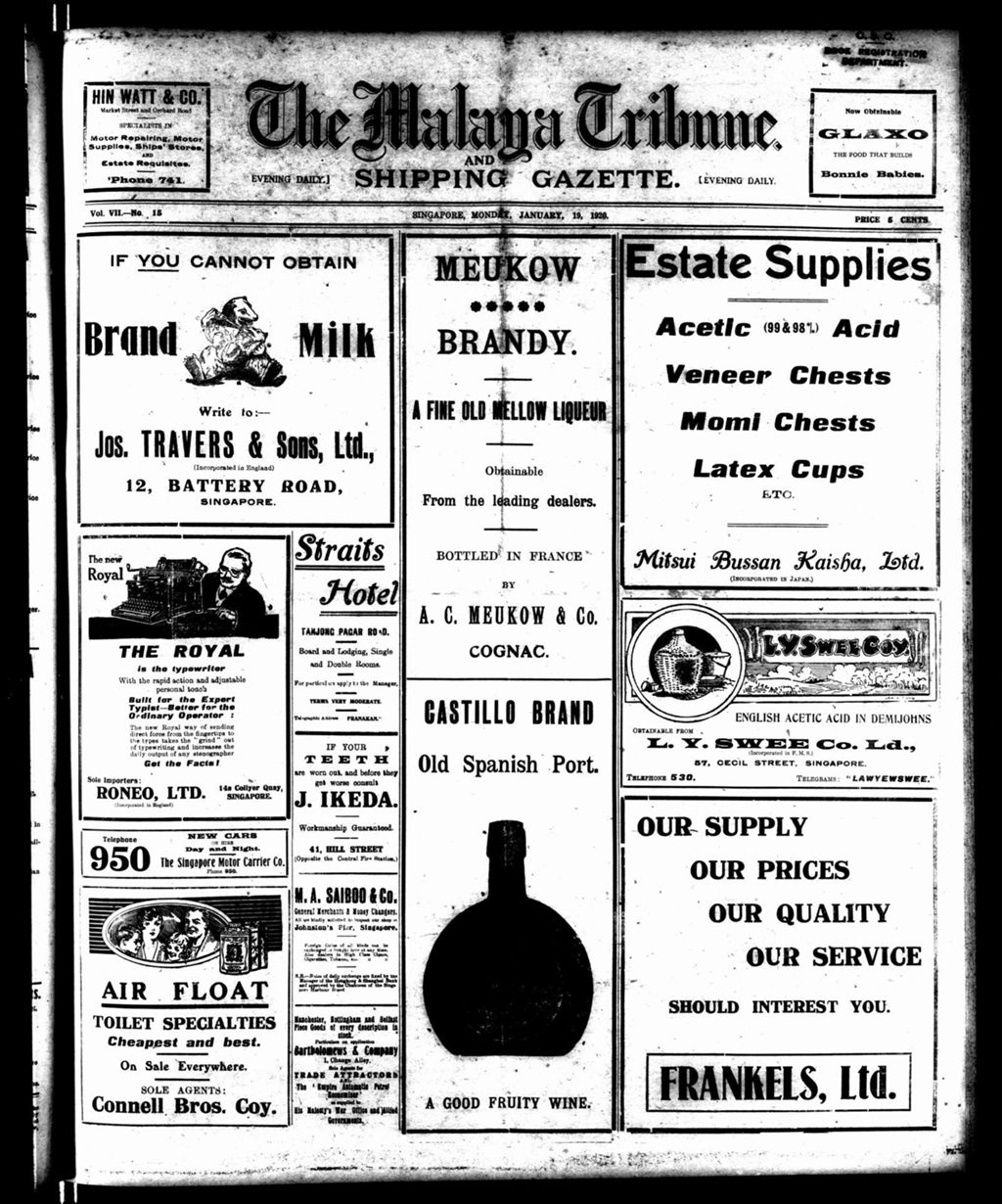 Miniature of Malaya Tribune 19 January 1920