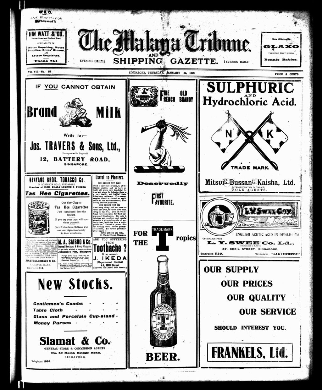 Miniature of Malaya Tribune 22 January 1920