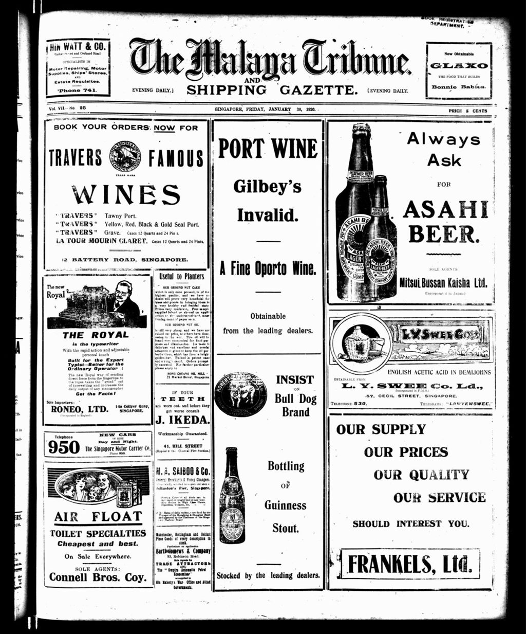 Miniature of Malaya Tribune 30 January 1920