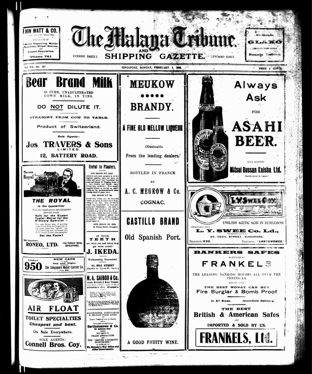 Miniature of Malaya Tribune 02 February 1920