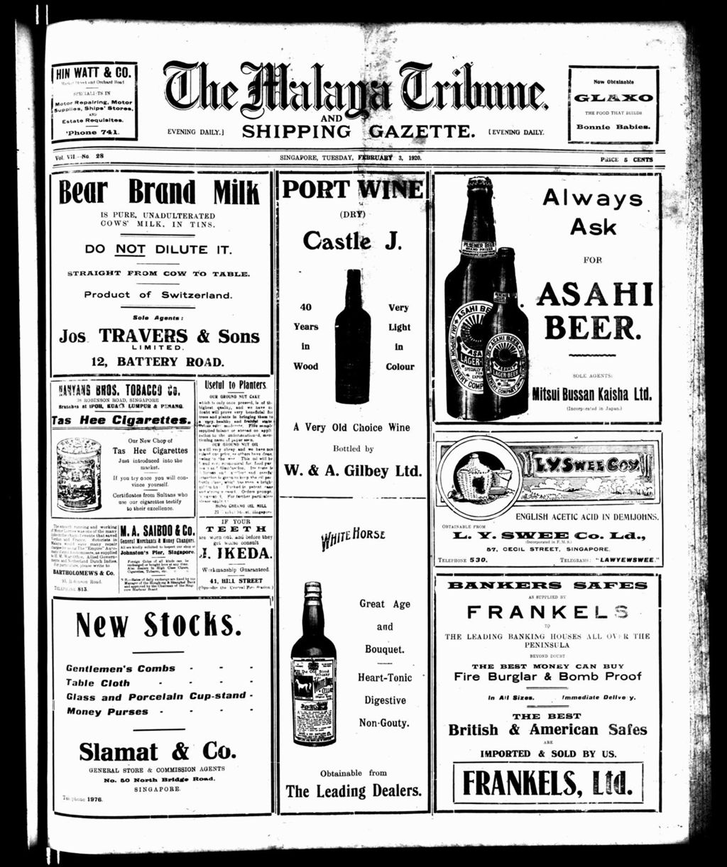 Miniature of Malaya Tribune 03 February 1920