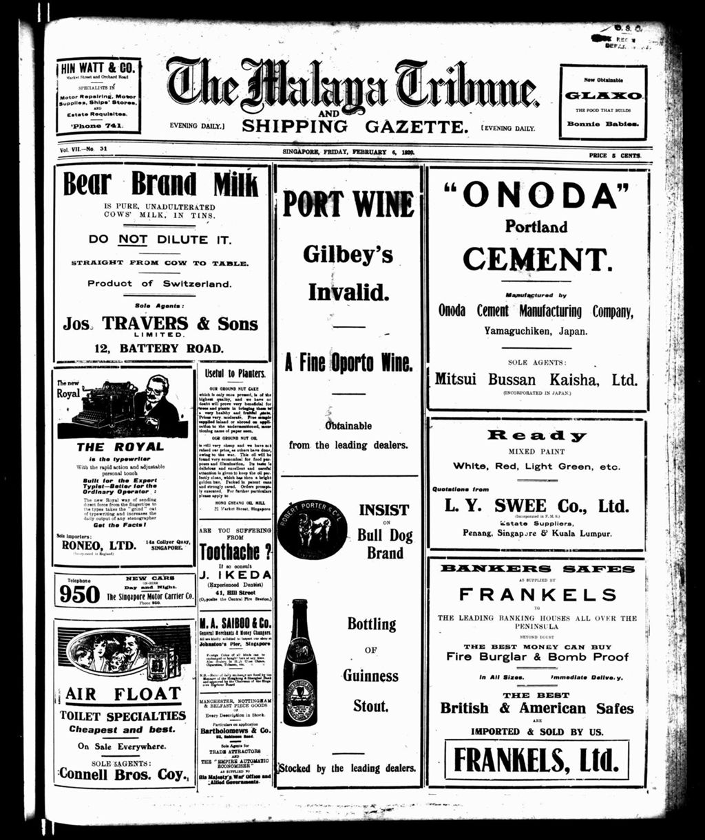 Miniature of Malaya Tribune 06 February 1920