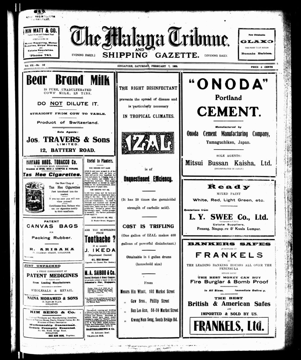 Miniature of Malaya Tribune 07 February 1920