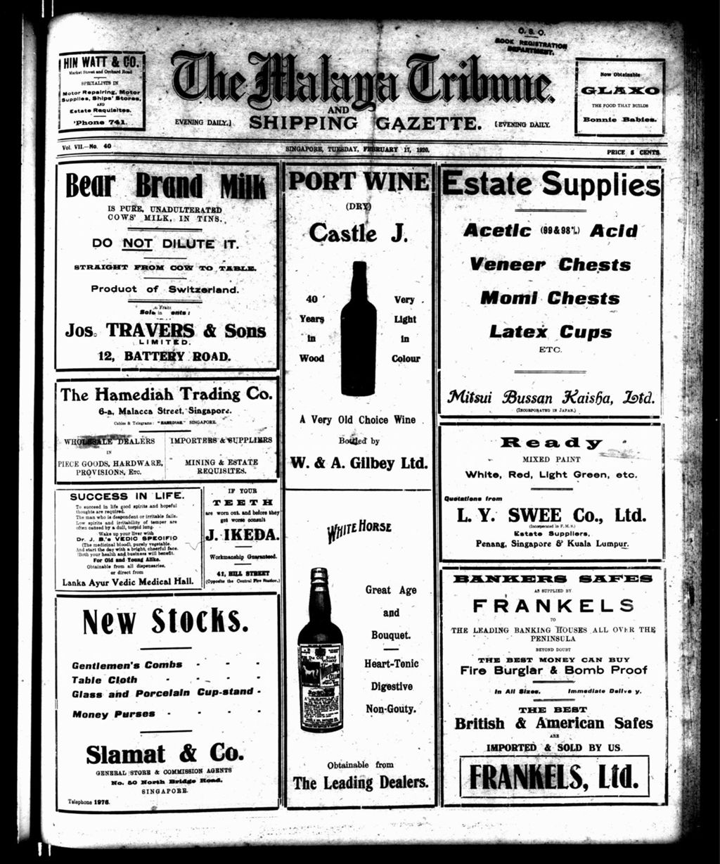 Miniature of Malaya Tribune 17 February 1920